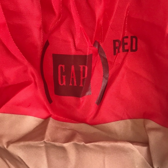 GAP (RED) Packable Striped Tote Folds Into Pocket - Picture 5 of 12